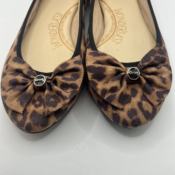 Sam Edelman Connie brown/black bow Ballet Flats Sz 7.5M leopard animal print - Picture 9 of 15